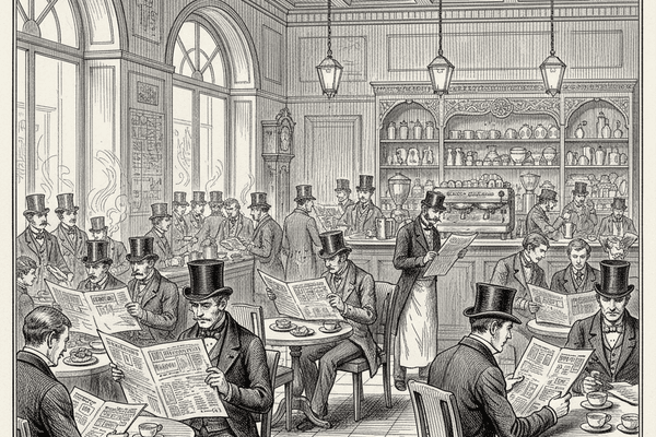 Vintage coffee house scene
